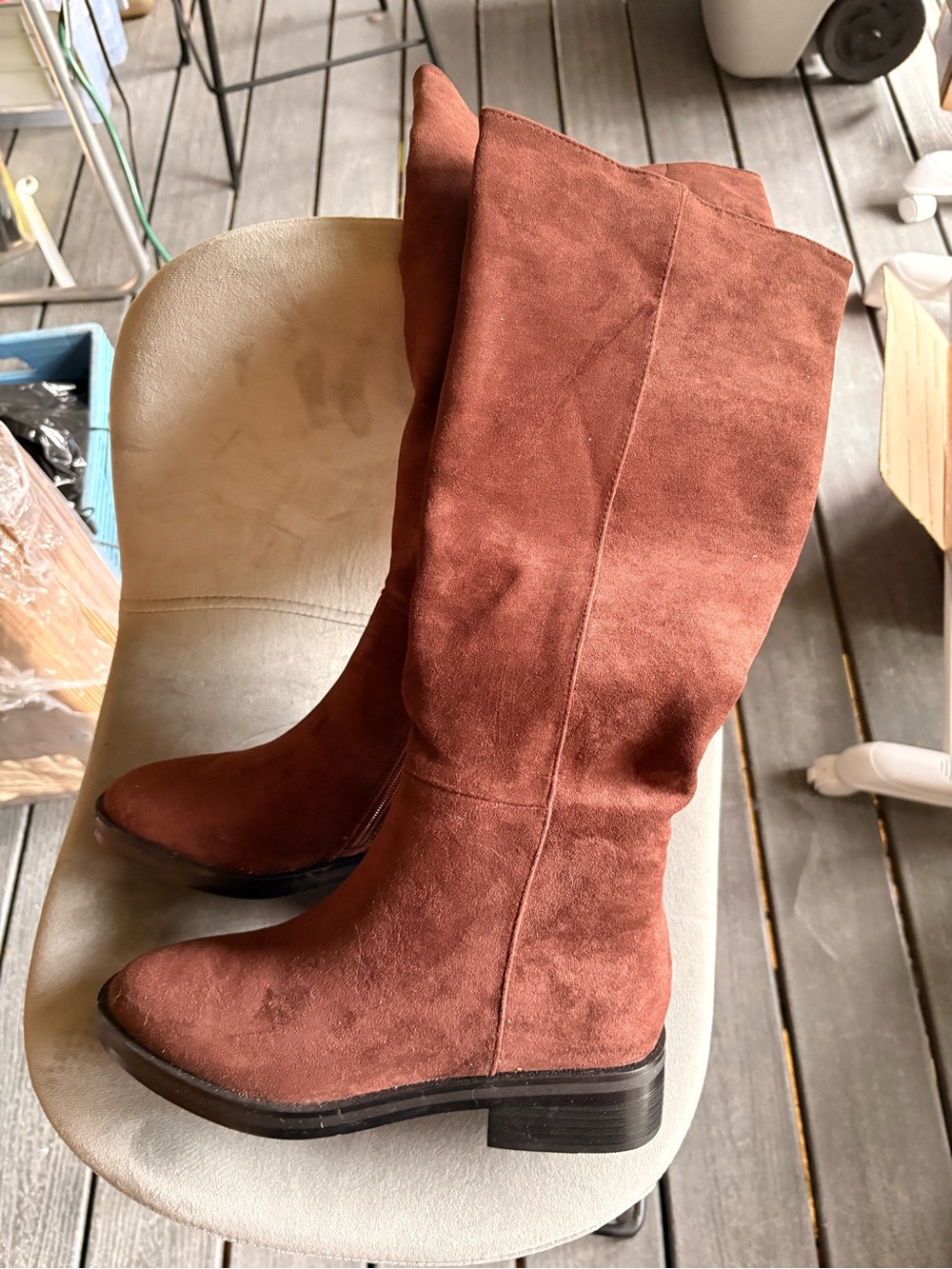 Women's Tall Suede Boots in Rust